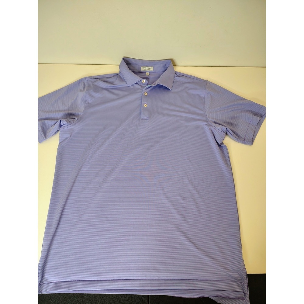 Peter Millar Summer Comfort Polo Mens Large Purple Striped